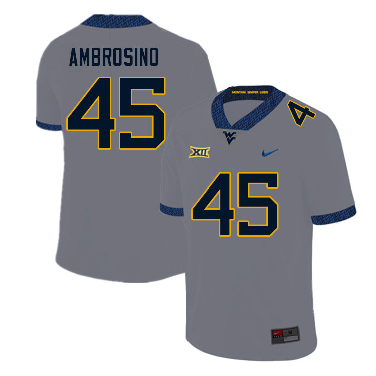 NCAA Men's Derek Ambrosino West Virginia Mountaineers Gray #45 Nike Stitched Football College Authentic Jersey IQ23X87KS